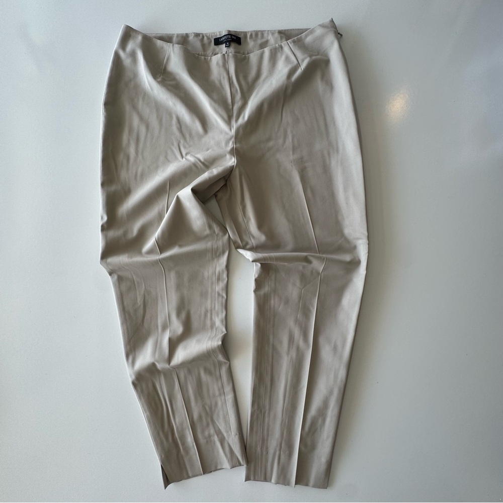 Lafayette 148 New York Tapered Side Zip Trouser Tan Womens  Size 12